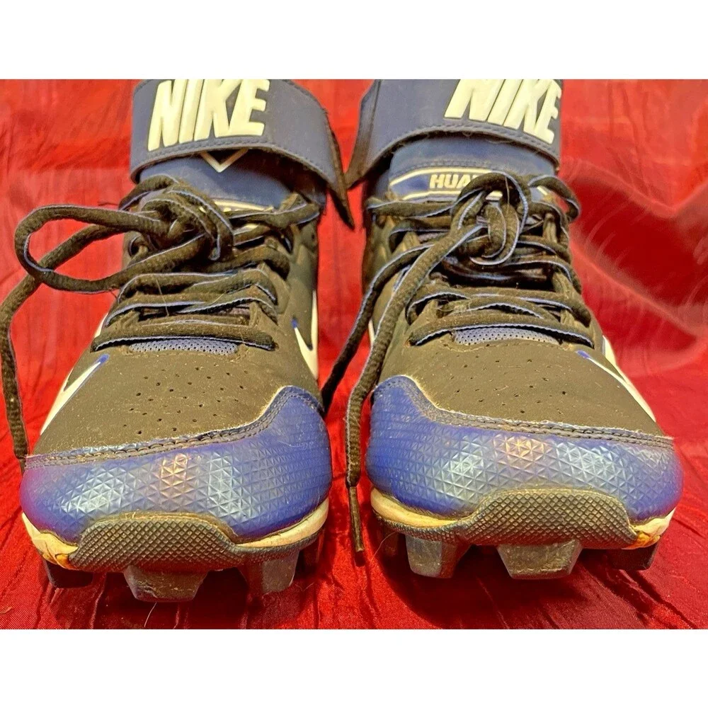 Mens Nike Alpha Huarache Black/Blue Football /Lacrosse Cleats sz 8.5